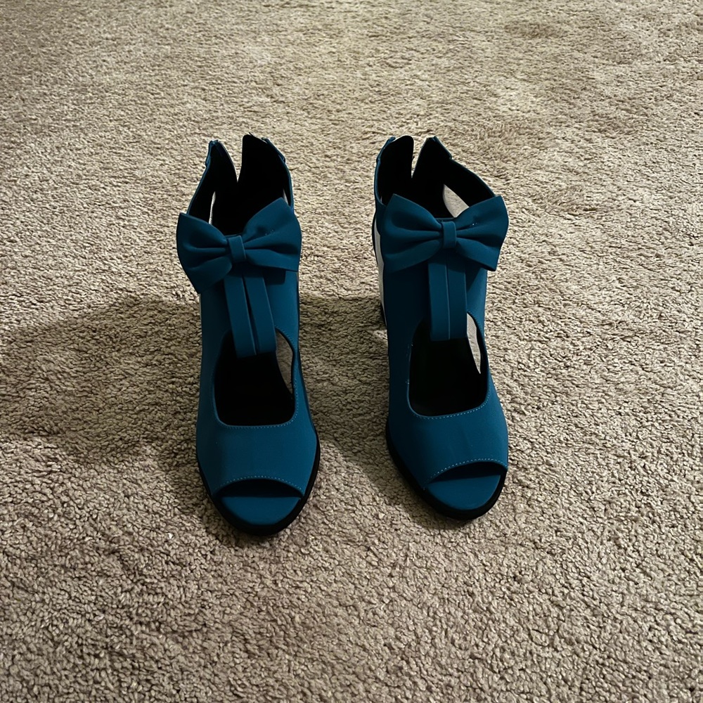 Blue Peep Toe Heels
